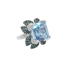 Sunita Nahata Aguamarina 13.90ct. Anillo Fantasía en 18KWG con Paraiba y Alejandrita