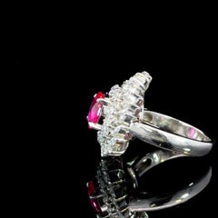 1.39 Carat Burmese Ruby Diamond Platinum Vintage-Style Ring by Meghna Jewels