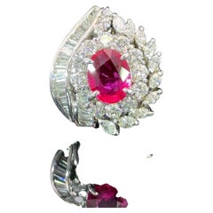 1.39 Carat Burmese Ruby Diamond Platinum Vintage-Style Ring by Meghna Jewels