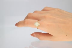 1.39 Carat Cushion Cut Ethiopian Opal Diamond 14K Yellow Gold Engagement Ring