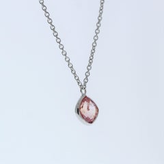 1.39 Carat Cushion Padparadschah Pink Fashion Necklaces In 14k White Gold
