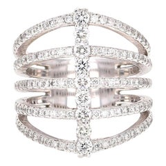 Anello cocktail con diamante da 1,39 carati in oro bianco 14 carati