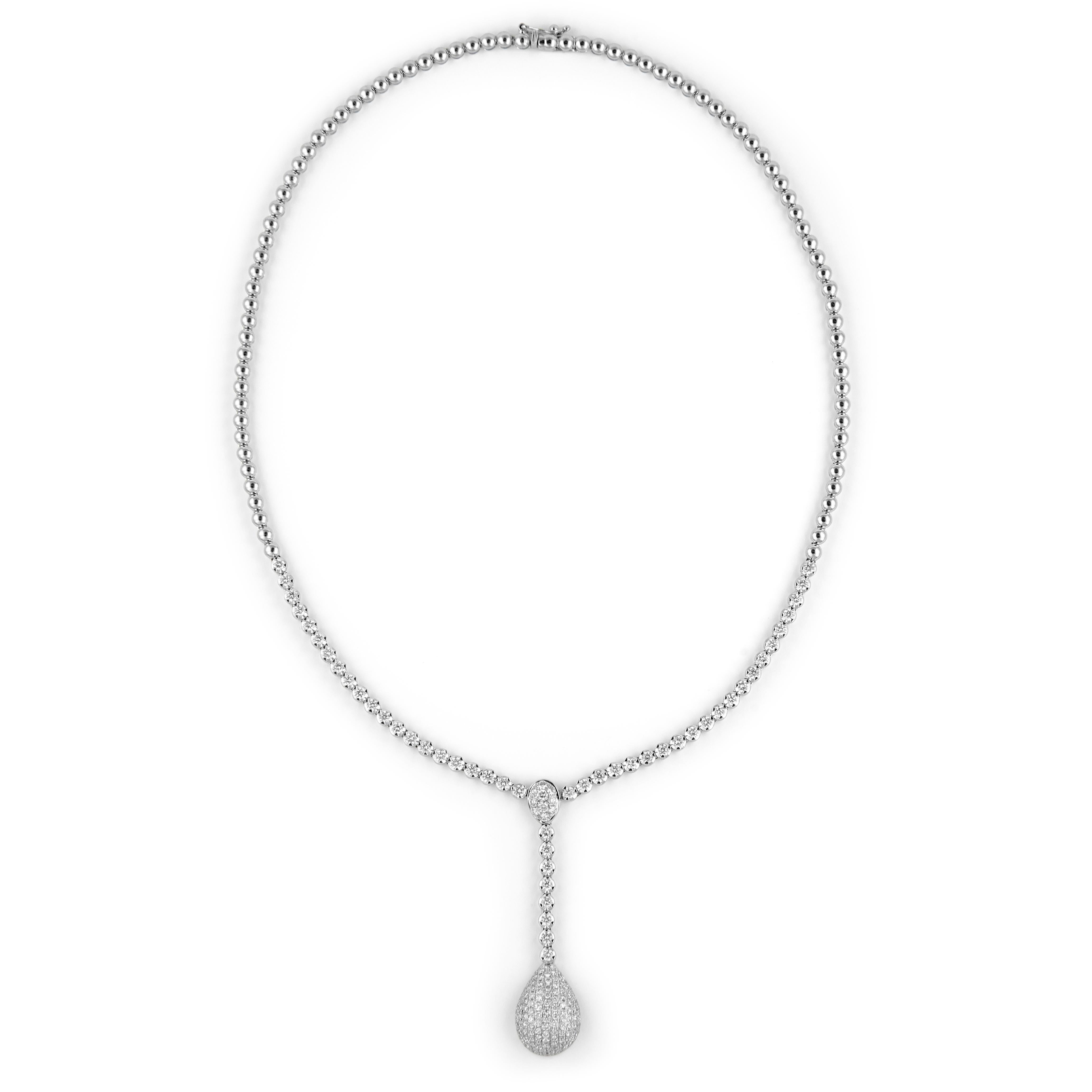 Collana con goccia di diamanti da 1,39 carati in oro bianco 18 carati In condizioni Nuovo in vendita a BEVERLY HILLS, CA