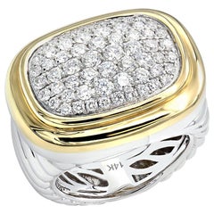 1.39 Carat Ladies Two-Tone Twisted Cable Shank Diamond Pave Ring