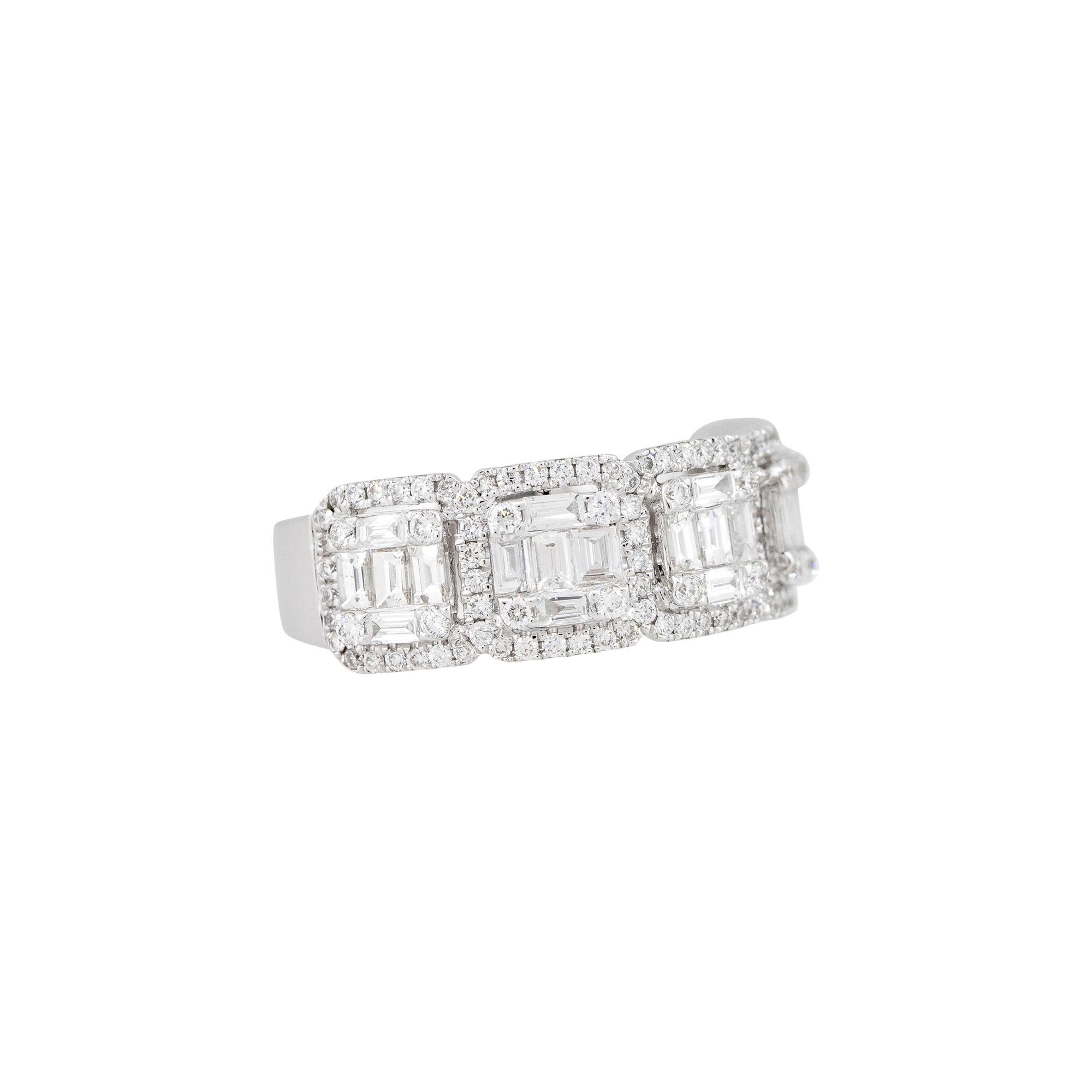 Modern 1.39 Carat Mosaic Diamond 5 Station Ring 18 Karat In Stock For Sale