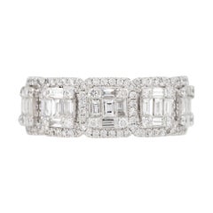 1,39 Karat Mosaik Diamant 5 Station Ring 18 Karat Auf Lager