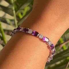 Bracelet de tennis en améthyste naturelle de 13,9 carats Cadeau de luxe en argent 925
