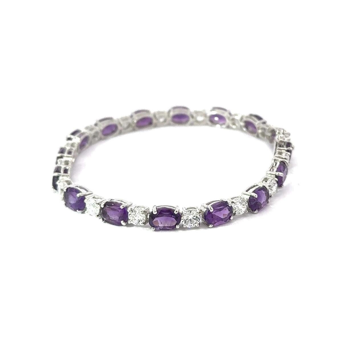 Art Nouveau Natural Amethyst 13.9 Carat Tennis Bracelet Luxury Jewelry Gift in 925 Silver For Sale