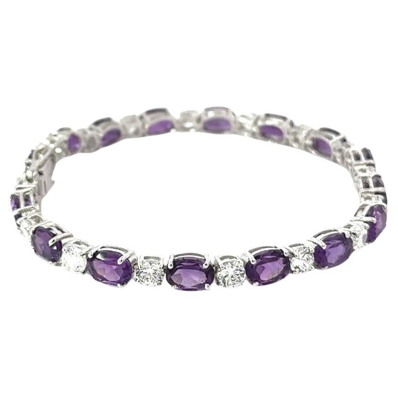 Natural Amethyst 13.9 Carat Tennis Bracelet Luxury Jewelry Gift in 925 Silver For Sale