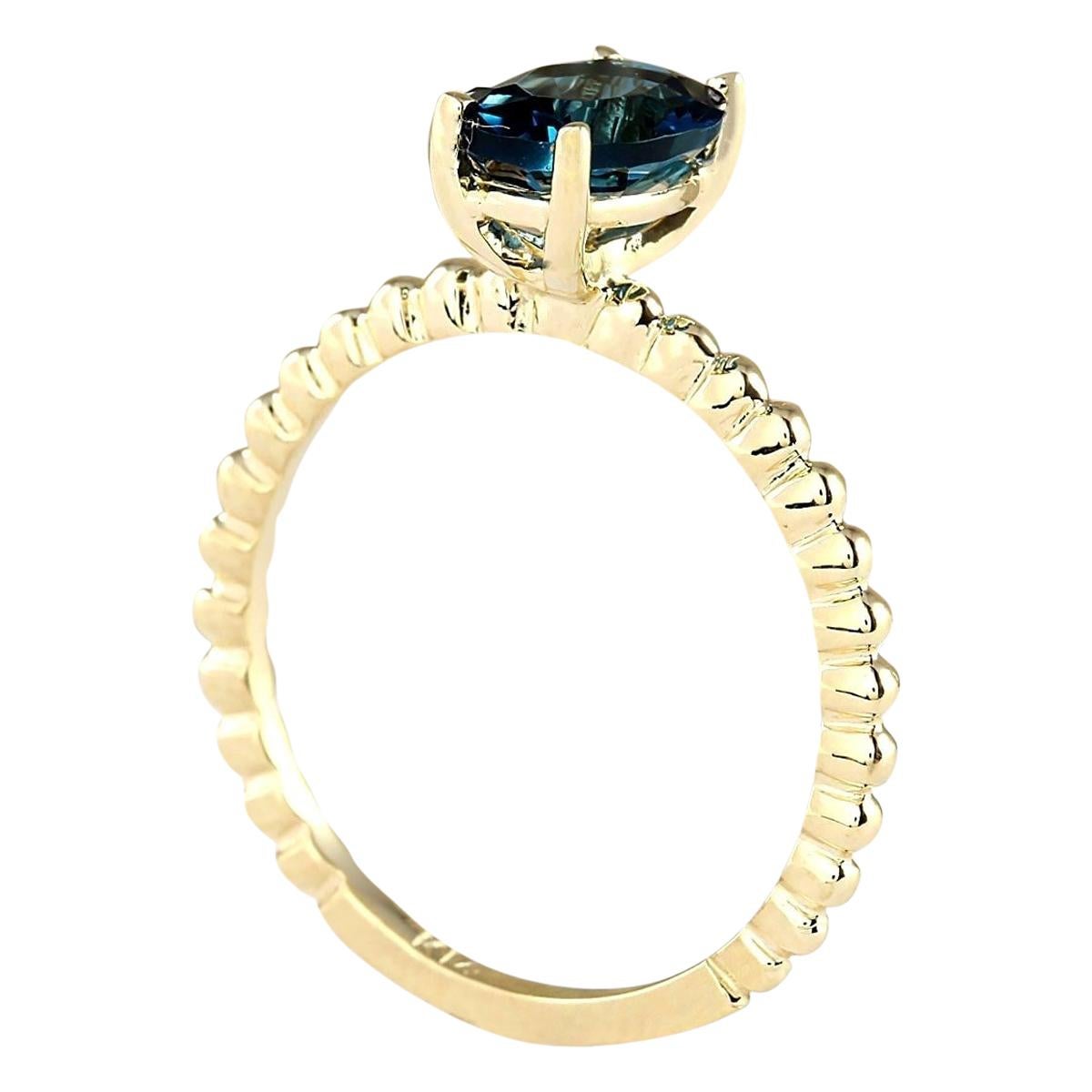 Oval Cut Topaz Ring In 14 Karat Yellow Gold For Sale