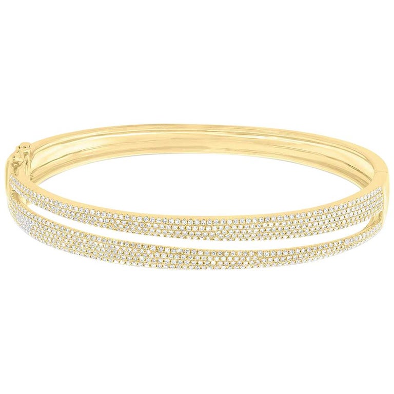 1.39 Carat Round Brilliant Cut Diamond Split Bangle in 14 Karat Yellow ...