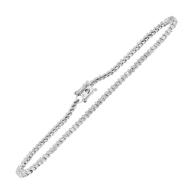 Roman Malakov 1.39 Carats Total Brilliant Round Shape Diamond Tennis Bracelet For Sale at 1stDibs