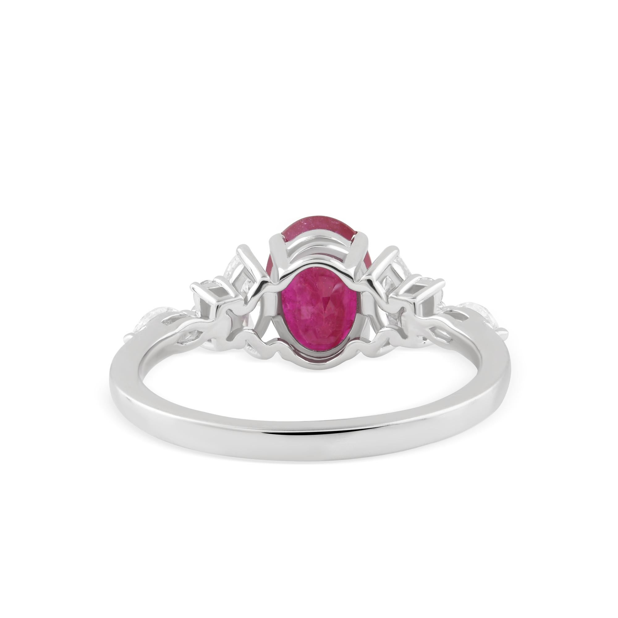 Im Angebot: 1,39 Karat Rubin Edelstein 0,55 Karat SI/H Diamant Ring 9 Karat Weißgold Schmuck () 2