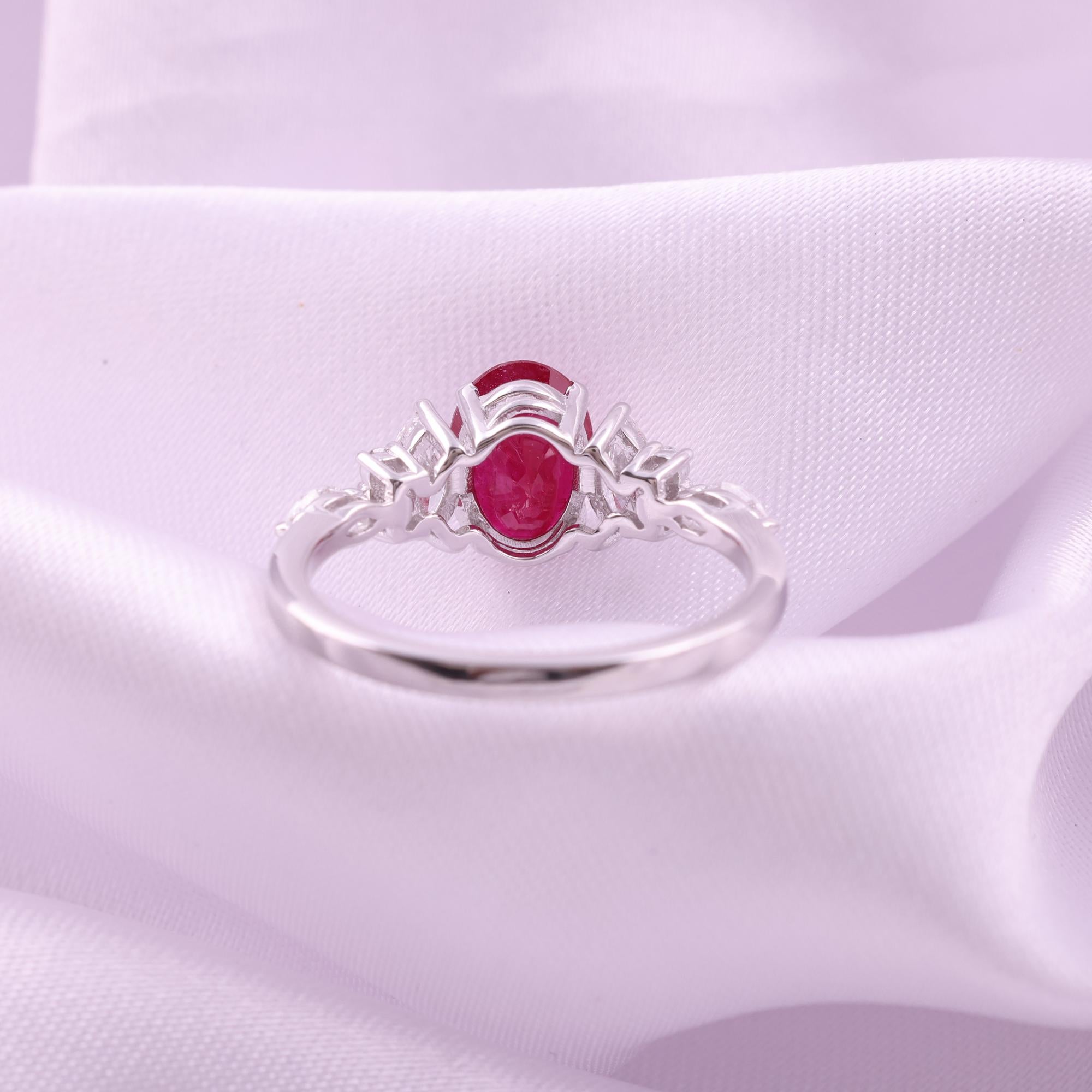 Im Angebot: 1,39 Karat Rubin Edelstein 0,55 Karat SI/H Diamant Ring 9 Karat Weißgold Schmuck () 5