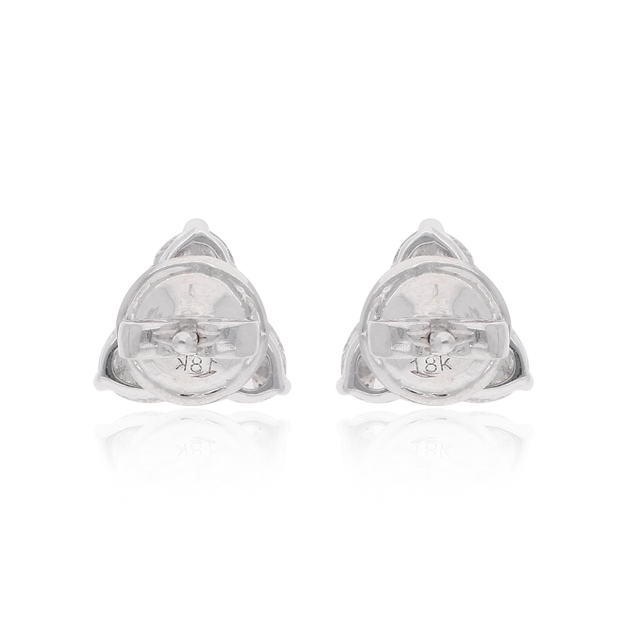 1.39 Carat SI Clarity HI Color Pear Round Diamond Stud Earrings 18k White Gold In New Condition For Sale In Diera, Dubai