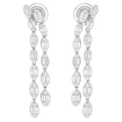 1.39 Karat SI/H Baguette-Diamant-Ohrringe 14 Karat Weißgold Handgefertigter Schmuck