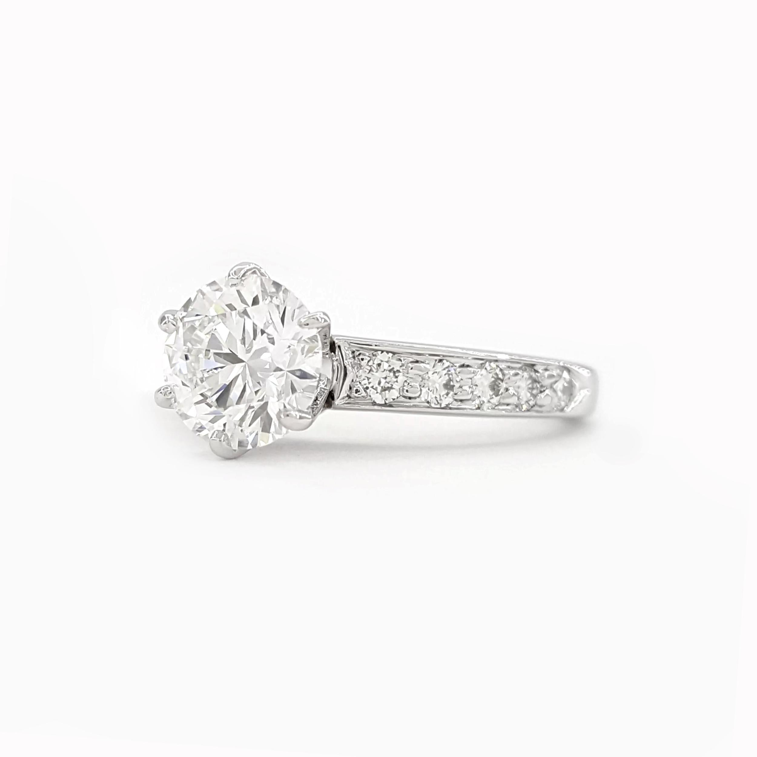 Round Cut 1.39 Carat Tiffany & Co Platinum Bead Set Round Diamond Engagement Ring For Sale