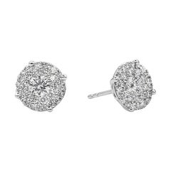 Roman Malakov, 1.39 Carat Total Diamond Cluster Stud Earrings