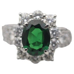 1.39 Carat Tsavorite Diamond Platinum Ring