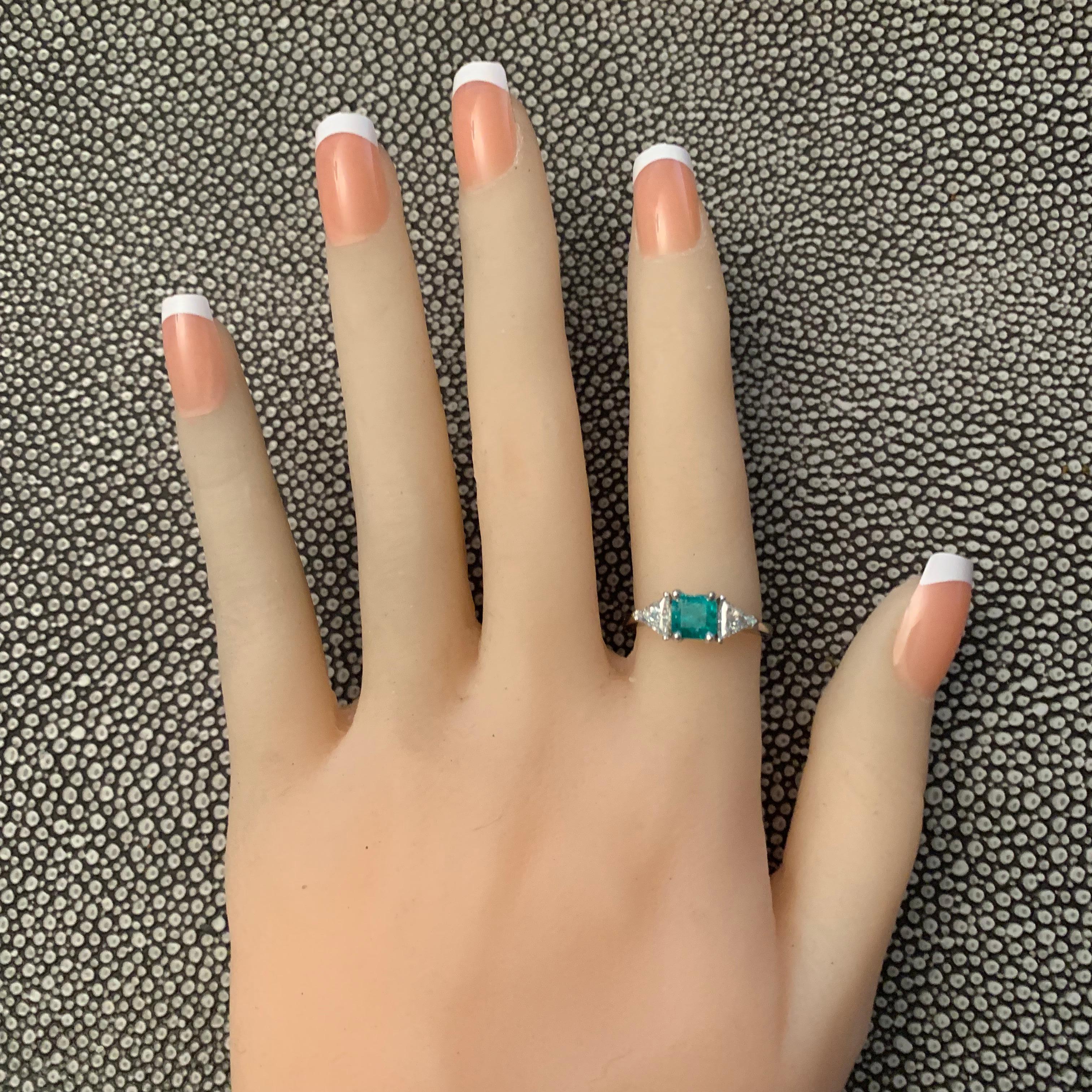 TRE003

Stone Details:

1. Carat Weight: 0.81 Carat 

Color-Green

3. Tone:  Medium

4. Hue: 

7. Origin: Colombian

Setting Details: 
Shape- Trillion
Carat Weight- 0.58 CT
Color- G-H
Clarity- VS-SI
All Emeralds are routinely treated unless