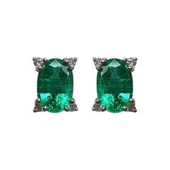 1.39 Ct Emerald Oval Studs