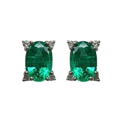 1.39 Ct Emerald Oval Studs