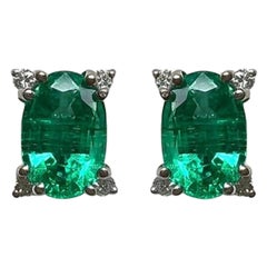1.39 Ct Emerald Oval Studs