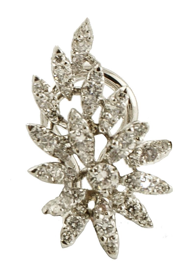 1.39 Carat Little White Diamonds, 18 Karat Gold, Leaves Theme, Earrings In Excellent Condition In Marcianise, Marcianise (CE)