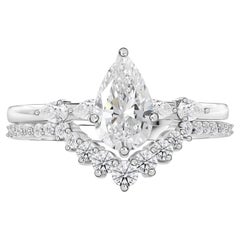 1,39 Karat. Ring mit Naturdiamant in 18-karätigem Weißgold im Birnen-Design