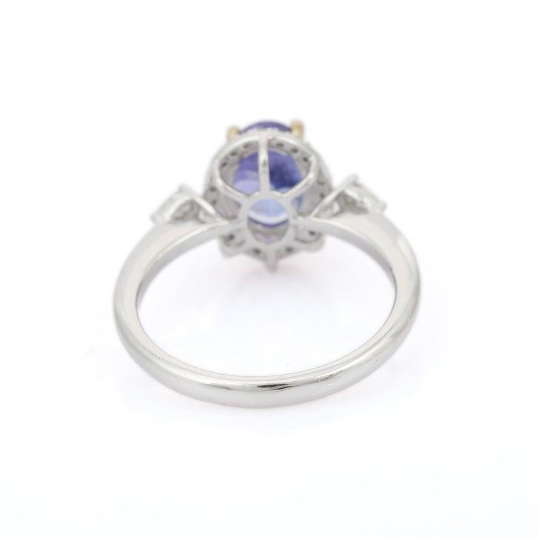 For Sale:  1.39 Carat Tanzanite Gemstone Diamond Ring in 18k Solid White Gold 4