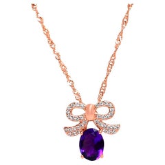 1.39 Ctw OVAL Amethyst 18K ROSE GOLD PLATED OVER 925 SILVER SILVER NECKLACE