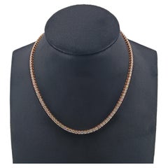 13.9 Diamonds Carat Vs Rose Gold Tennis Necklace