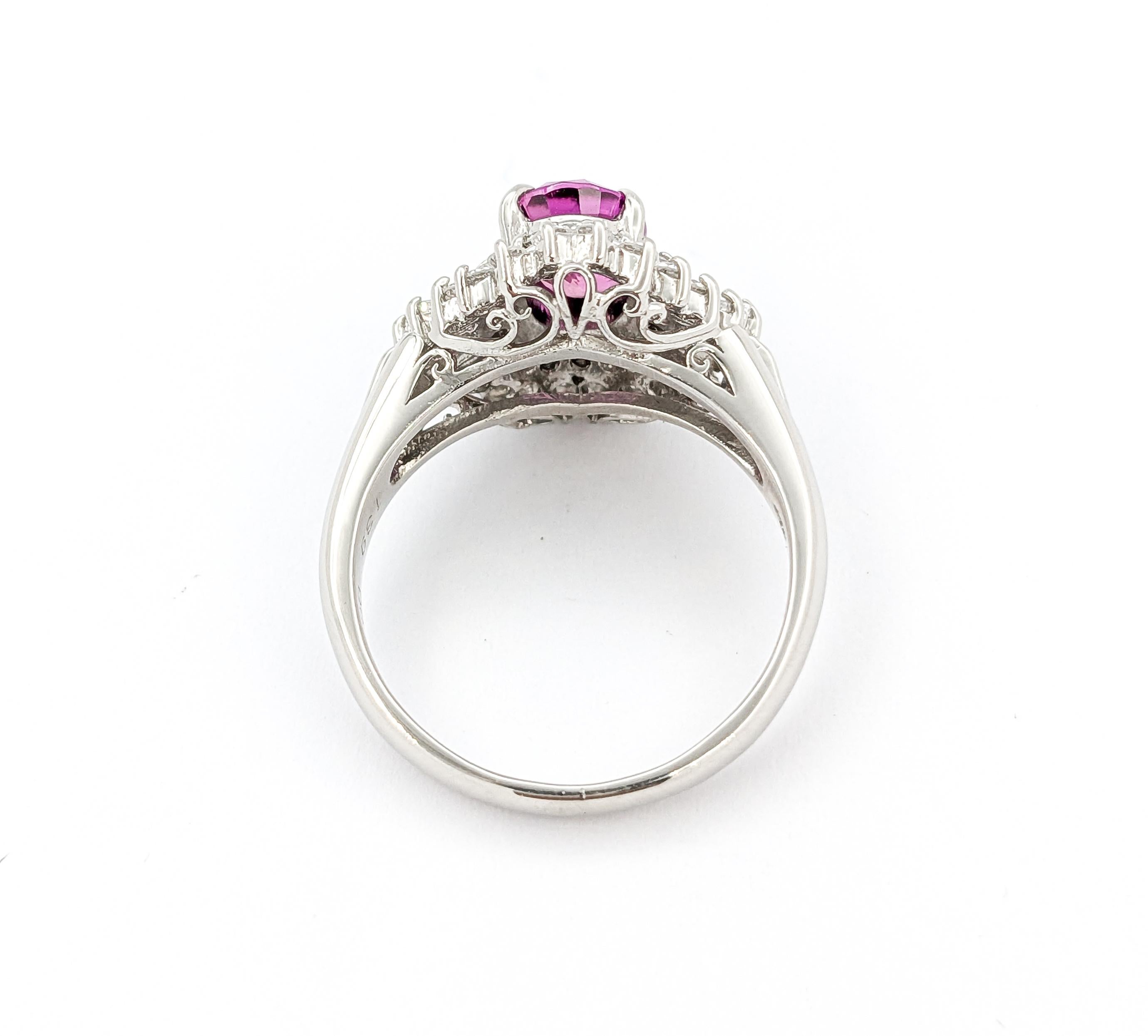 1.39 Natürlicher rosa Saphir & Diamant Ballerina-Ring aus Platin im Zustand „Hervorragend“ in Bloomington, MN