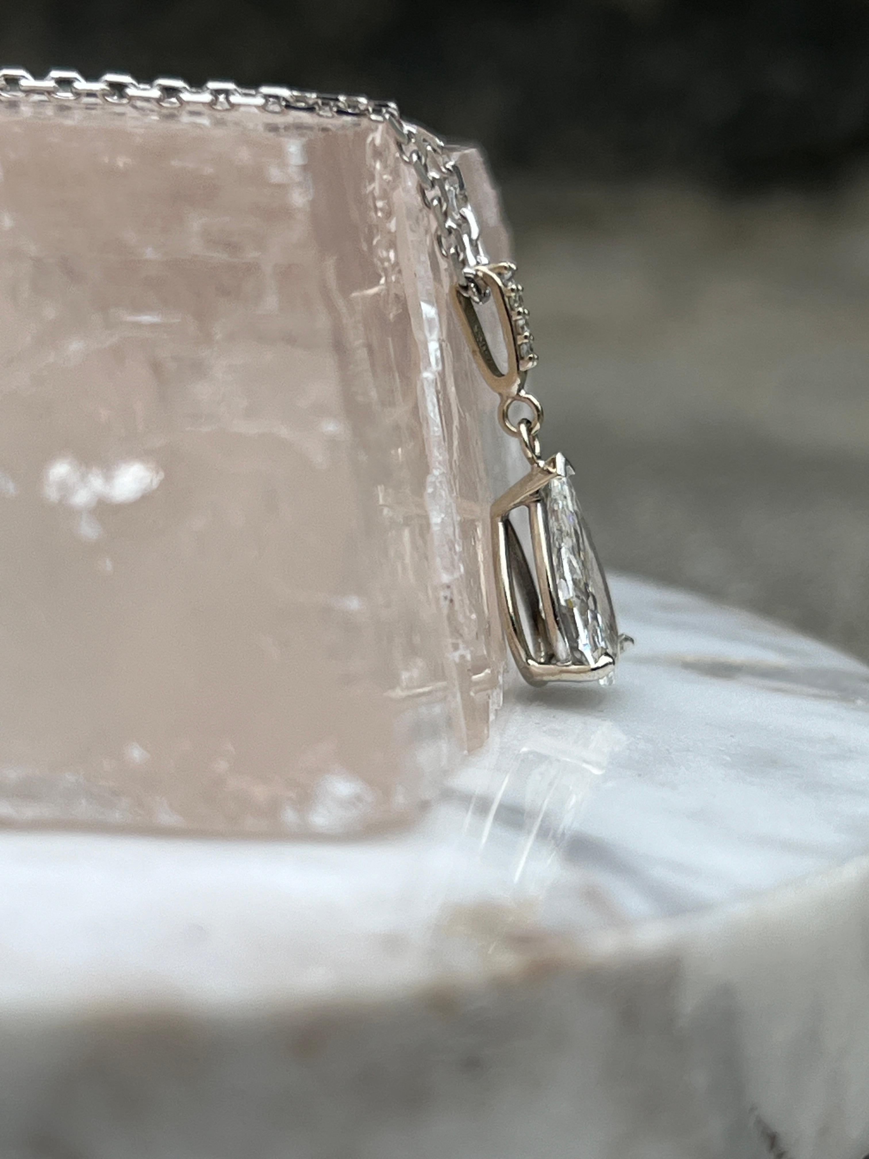 1.39 Pear Shaped Diamond 14k White Gold Pendant Necklace 4
