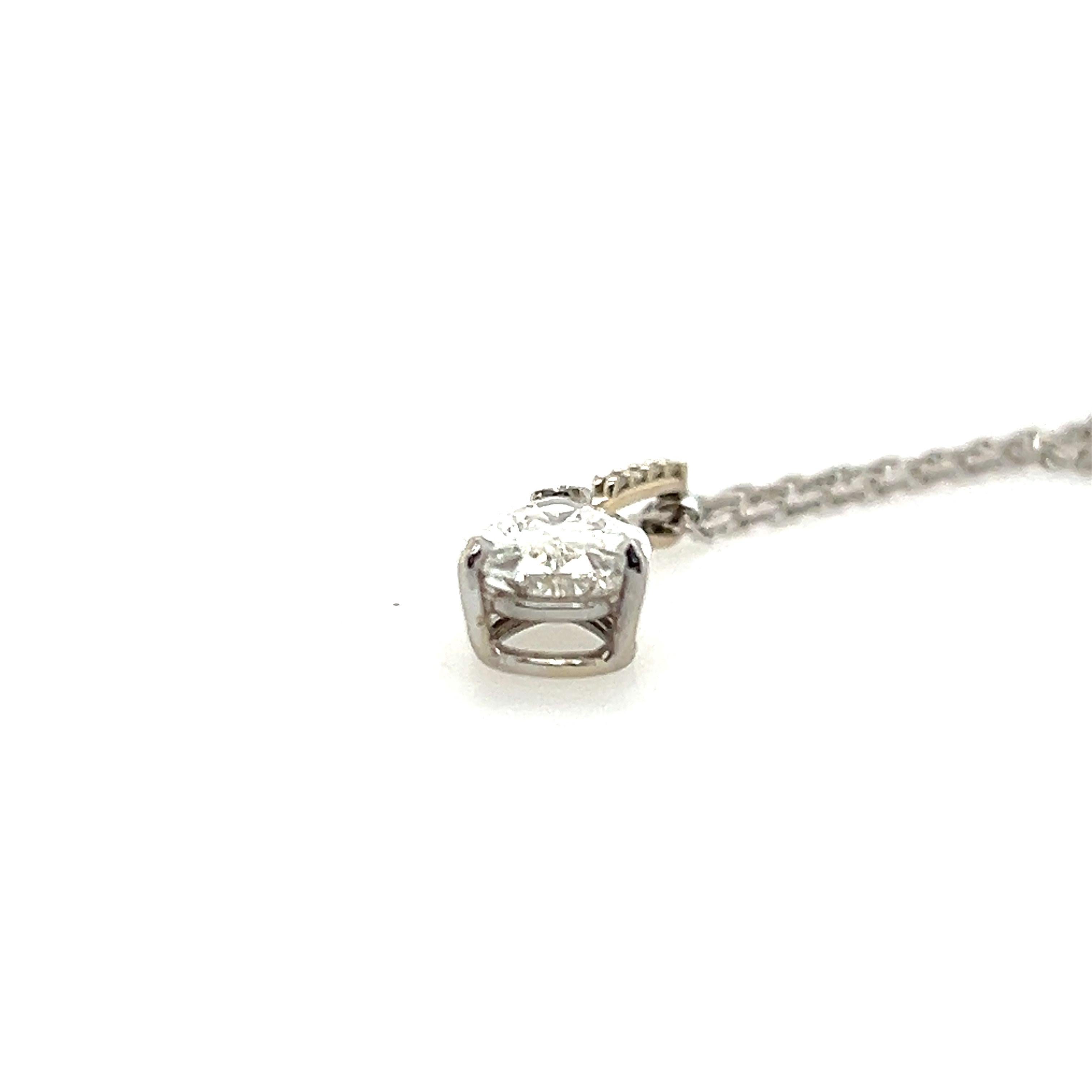Women's or Men's 1.39 Pear Shaped Diamond 14k White Gold Pendant Necklace