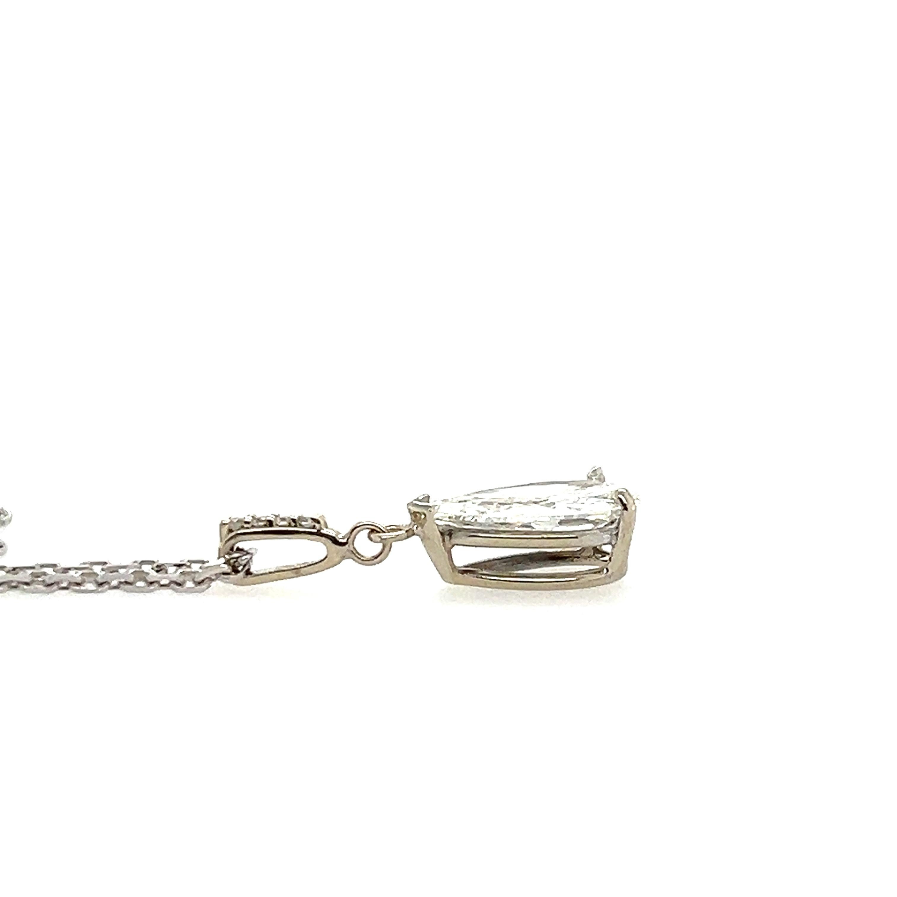 1.39 Pear Shaped Diamond 14k White Gold Pendant Necklace 1