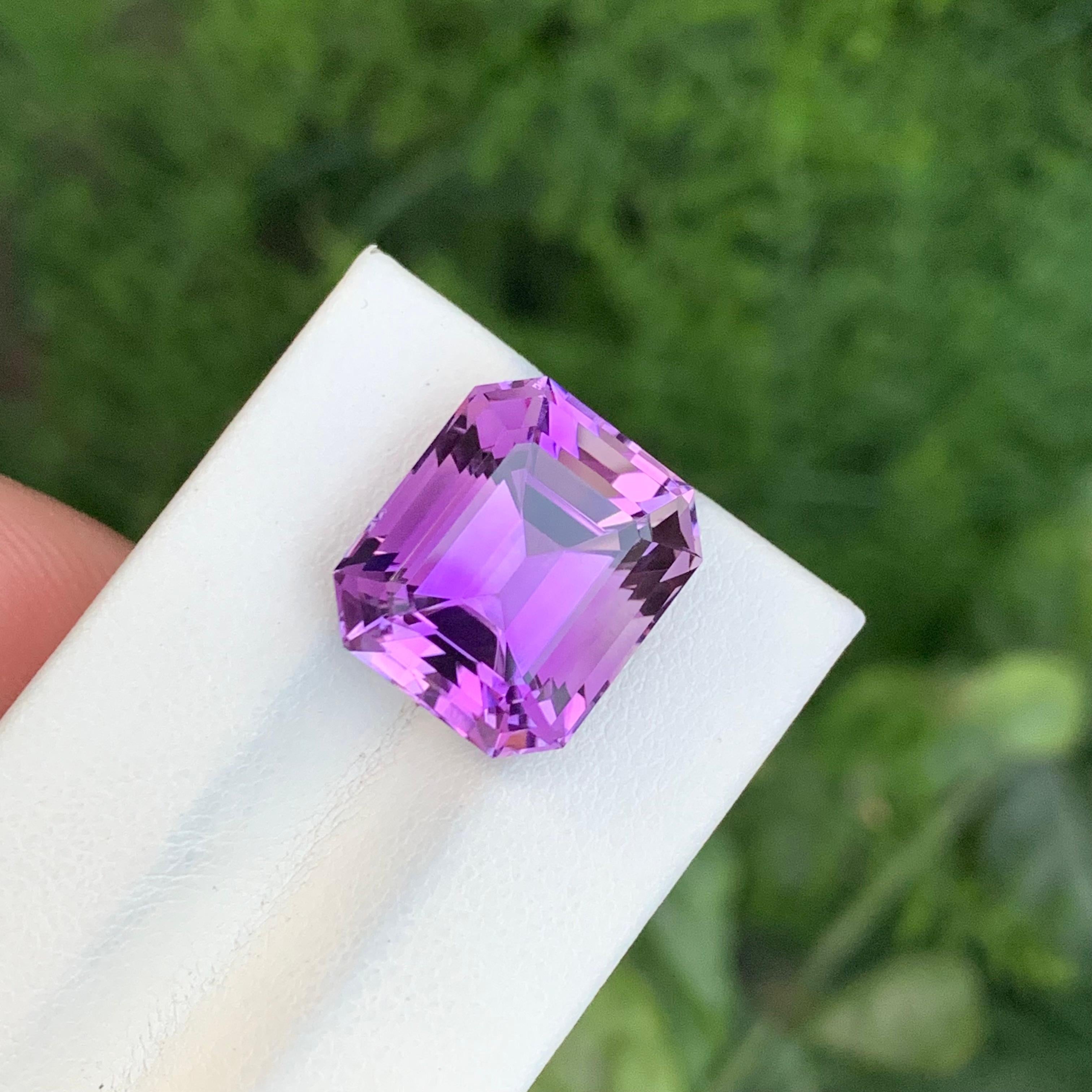 13.90 Karat natürlicher loser Amethyst Smaragd Form Edelstein im Angebot 2