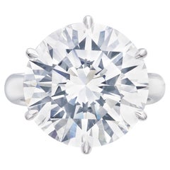 13.91 Carat Round Brilliant Statement  14K Gold Iconic Presence Diamond Ring