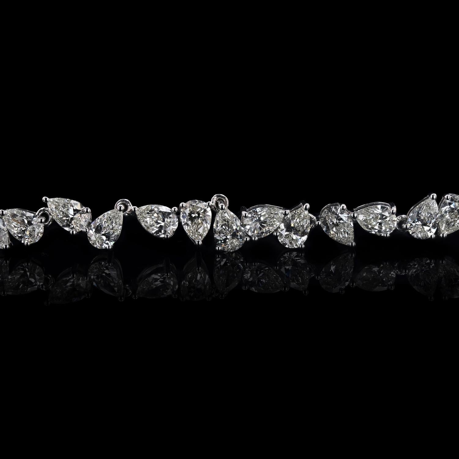 13,91 Birnen-Diamant-Tennis-Halskette (Tropfenschliff) im Angebot