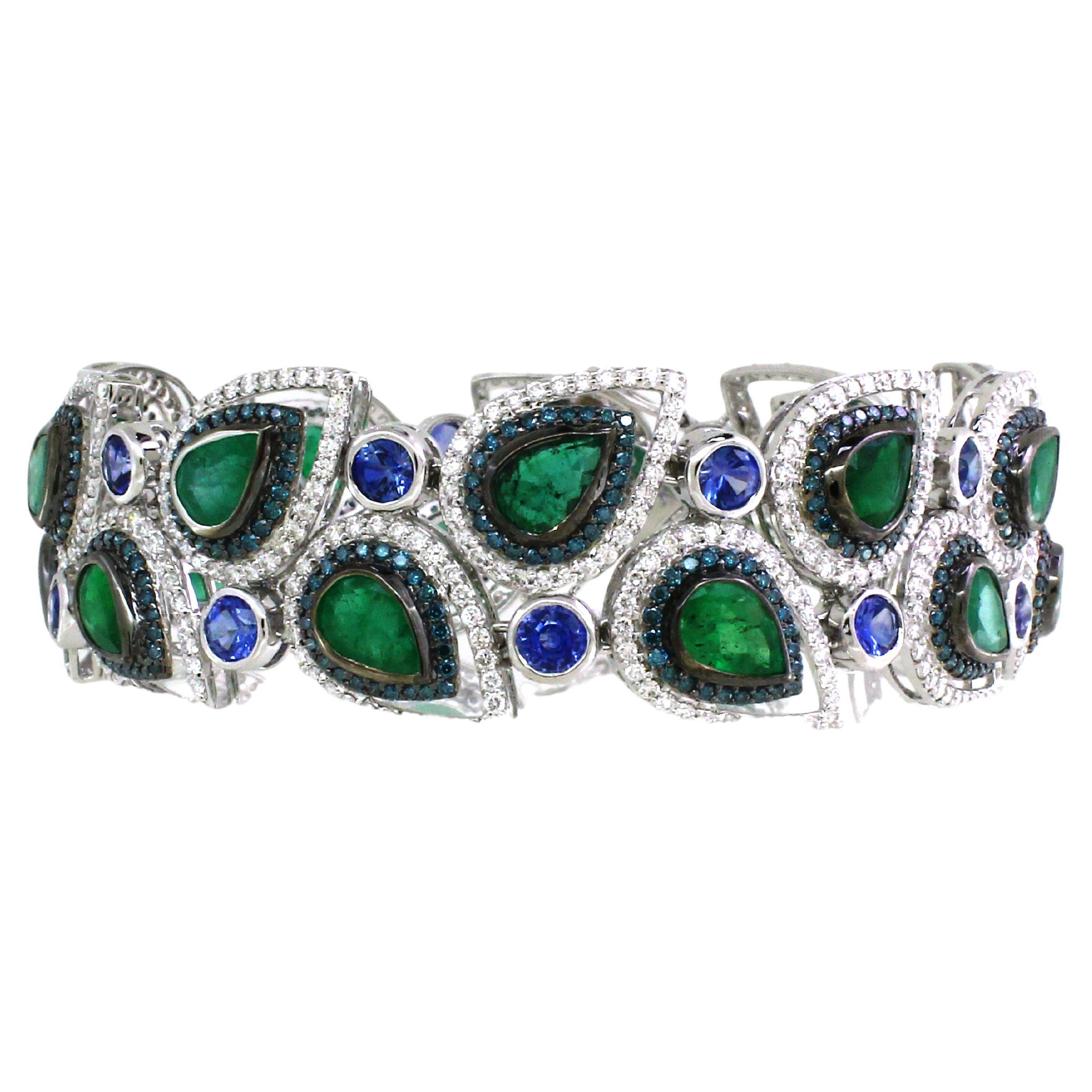 13.92 cts of Emerald and 4.9 cts of Sapphire Bracelet