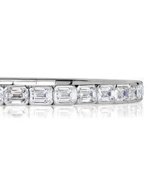 13,92ct Smaragdschliff Diamant Stretch Tennis Armband in 18K Weißgold