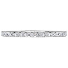 13.92ct Emerald Cut Diamond Stretch Tennis Bracelet in 18K White Gold