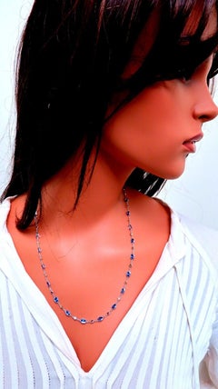 13.92 Carat Natural Tanzanite Fancy Diamonds Yard Necklace 14 Karat