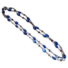 13.92 Carat Natural Tanzanite Fancy Diamonds Yard Necklace 14 Karat