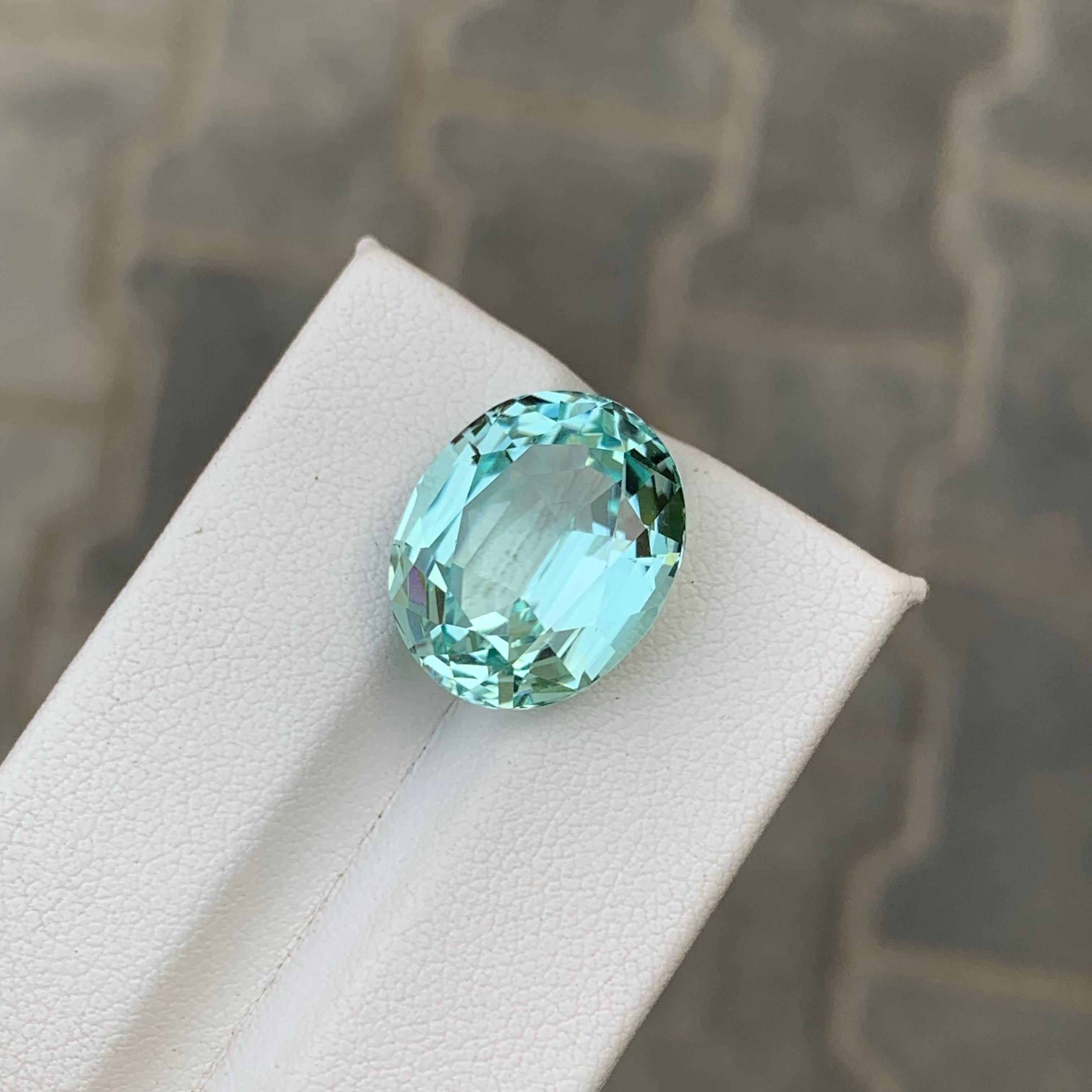 13,95 Quilates Natural Turmalina de Seafoam Suelta Piedra Gema Afgana Talla Ovalada en Nuevo estado para la venta en Bangkok, TH