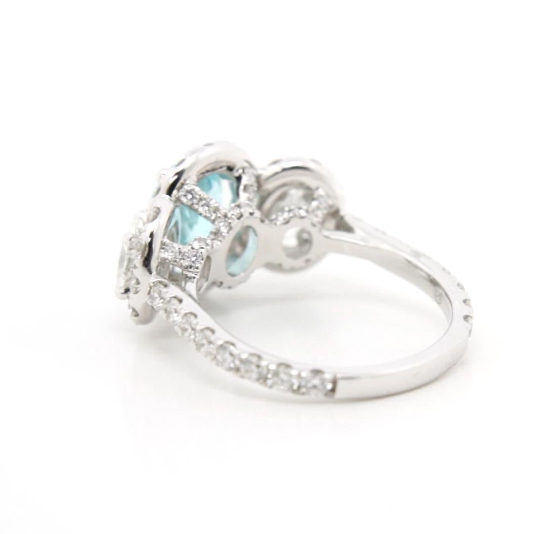 Oval Cut 1.396 Carat Brazilian Paraiba Tourmaline Halo Diamond Ring