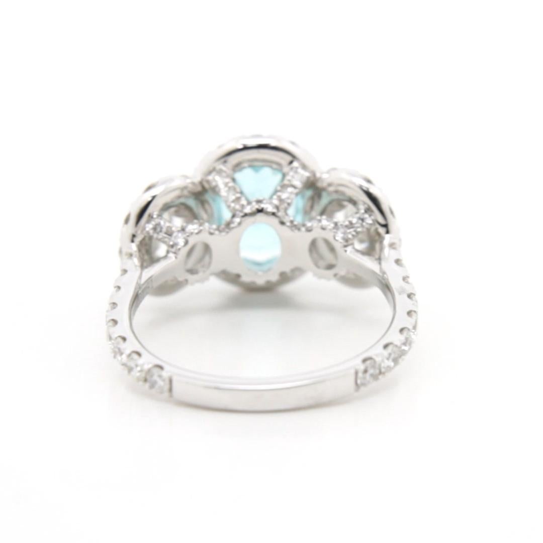 1.396 Carat Brazilian Paraiba Tourmaline Halo Diamond Ring In New Condition In Hong Kong, HK