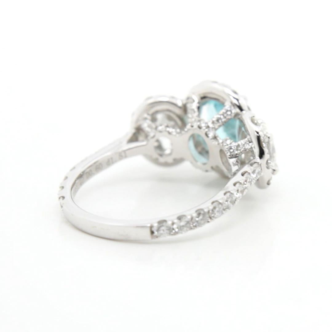 Women's or Men's 1.396 Carat Brazilian Paraiba Tourmaline Halo Diamond Ring