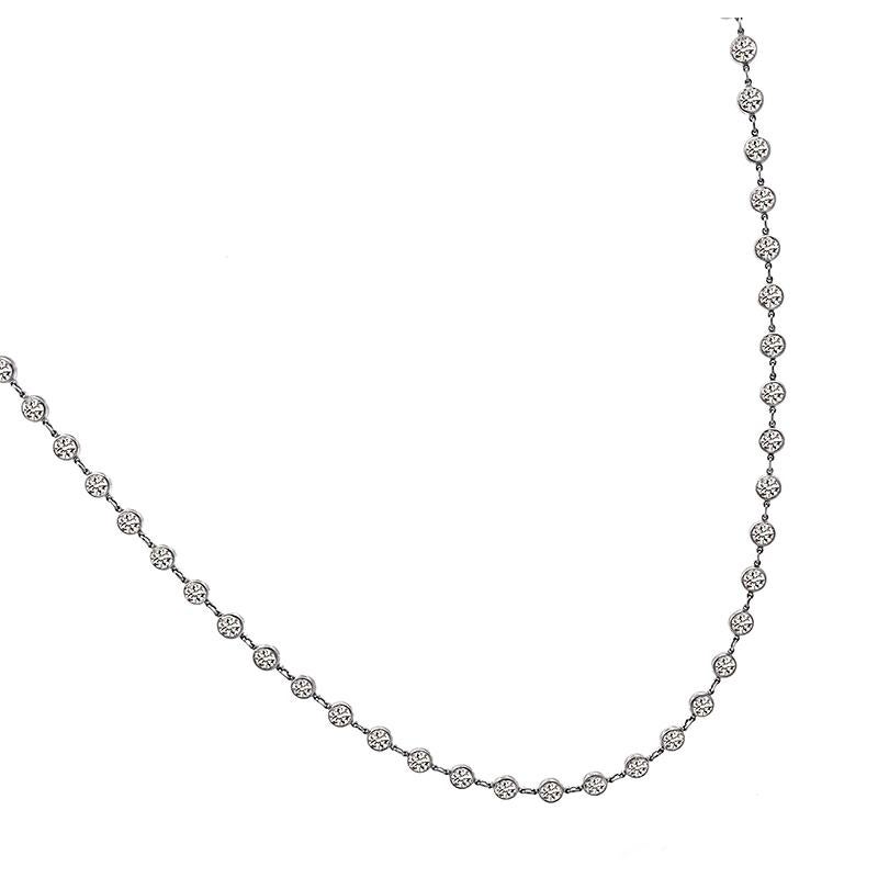 Round Cut 13.96ct Diamond by the Yard Necklace For Sale