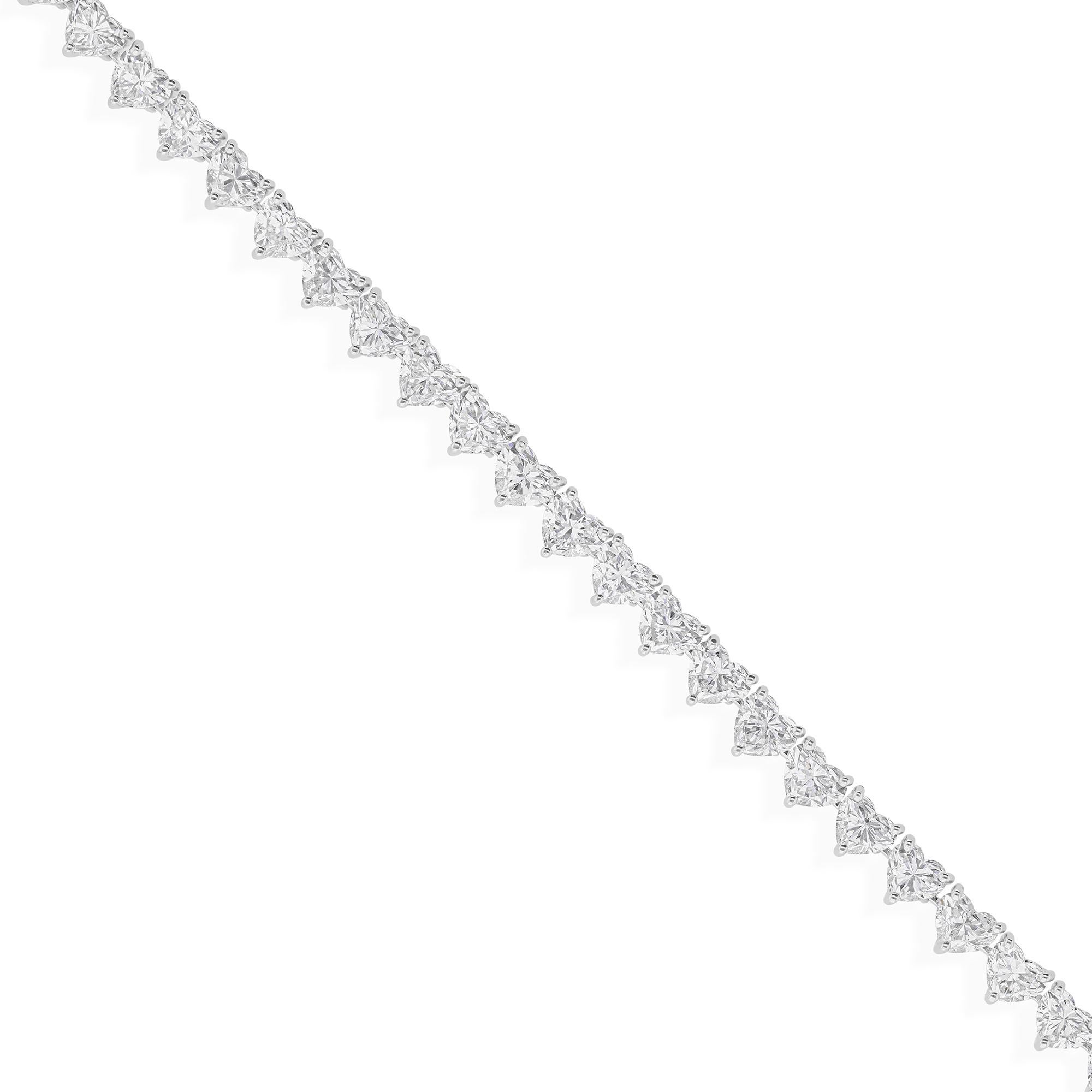 13.98Ct Heart Cut Diamond Stackable Tennis Bracelet 14k Gold Jewelry For Sale 1